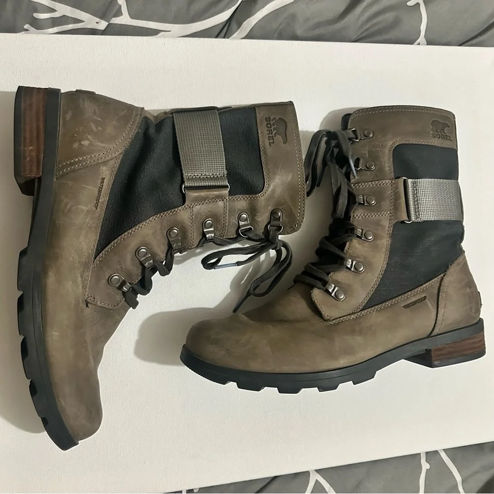 Sorel Women's Emelie Conquest Boot Light & Heavy Rain Waterproof Quarry Sz 10 - Picture 5 of 13